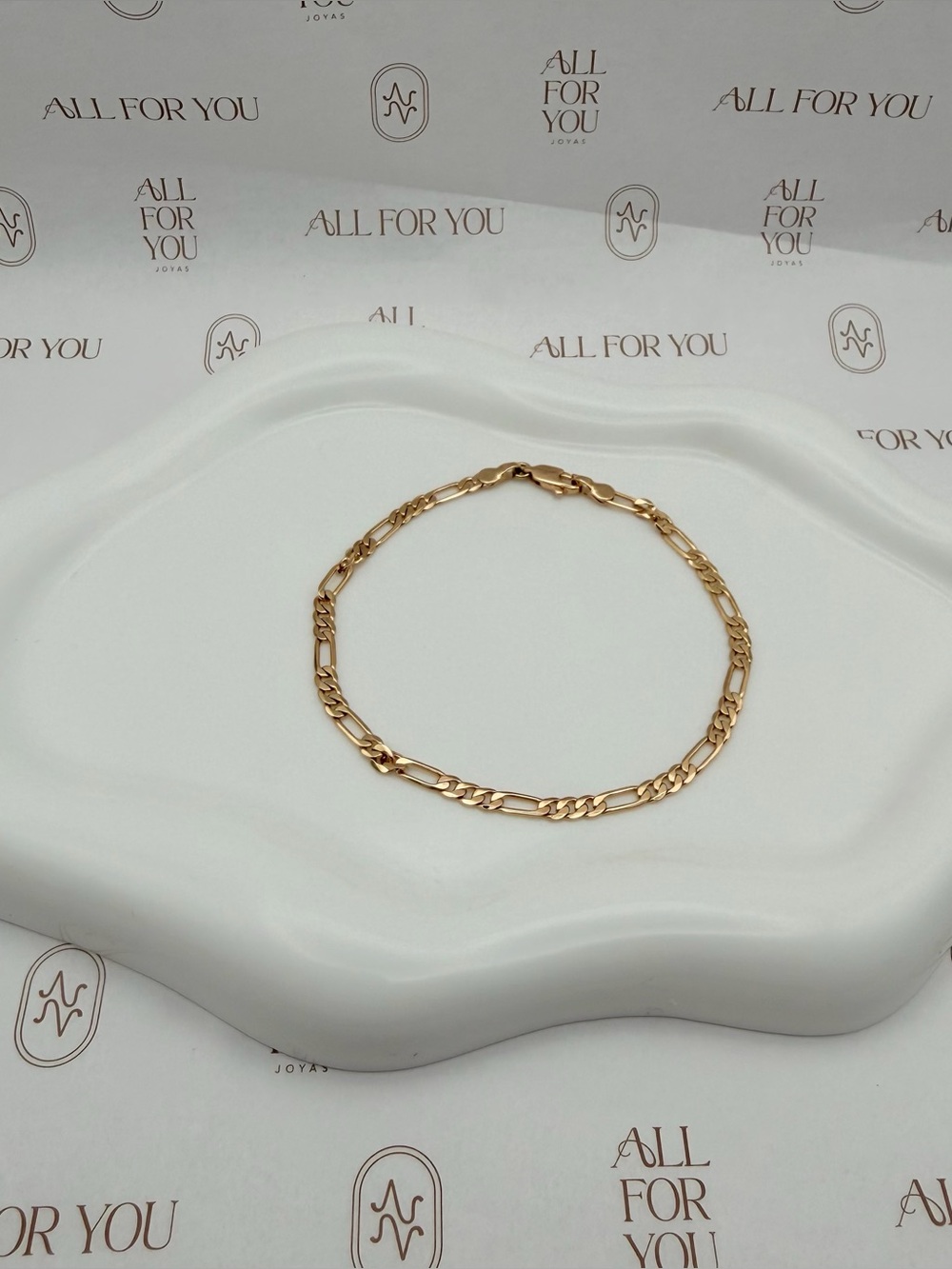 18K Gold Filled Figaro Bracelet | 8" Classic Chain |3mm Width